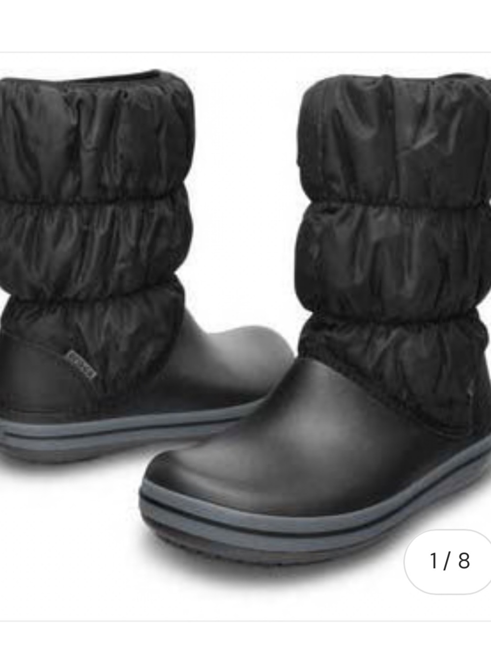 CROCS Puff Boots Comfort Pull On Winter Black/Charcoal Women’s Size 8